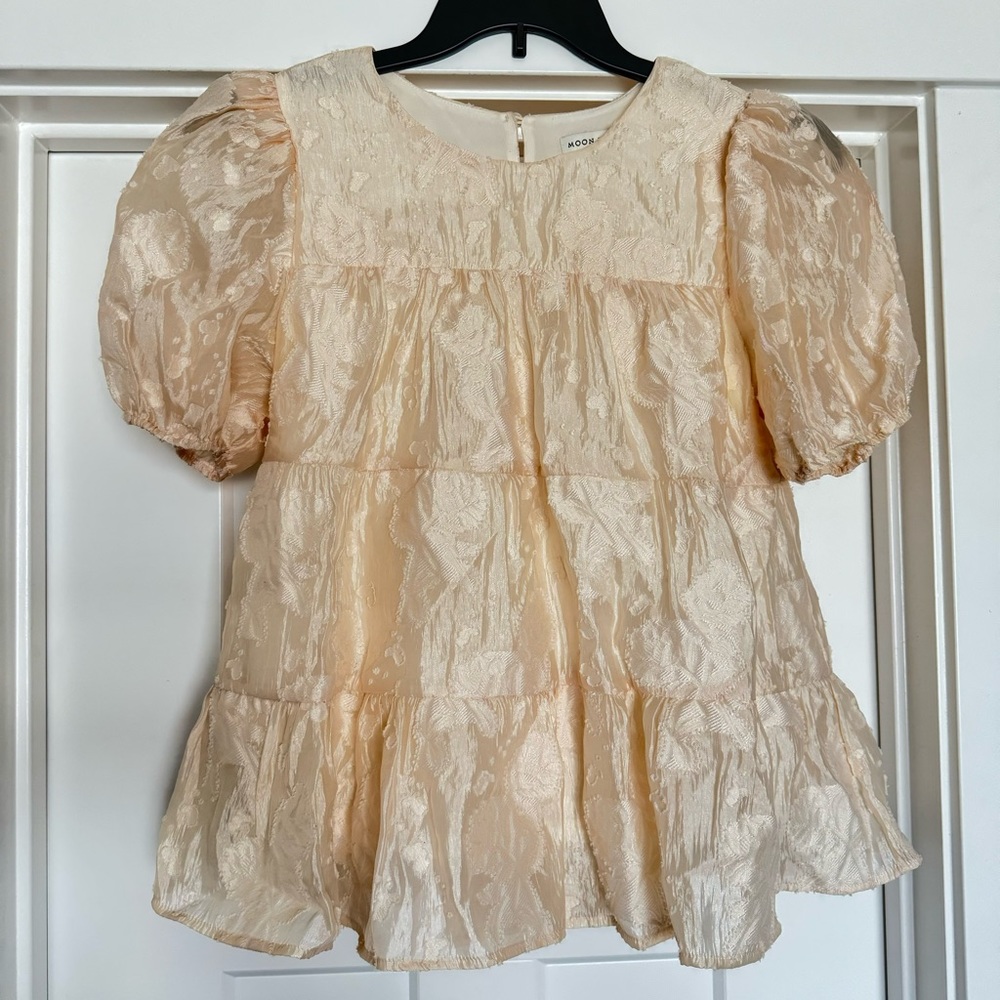 Anthropologie Cream Silky Lace Blouse